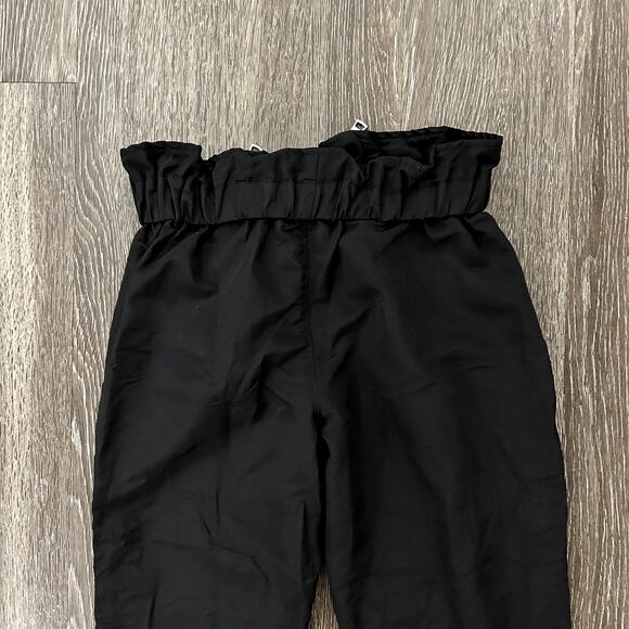 EUC RtA Leon Black Paperbag Waist Zip Ankle Pants S Small Jogger Trousers Silver - Picture 10 of 16